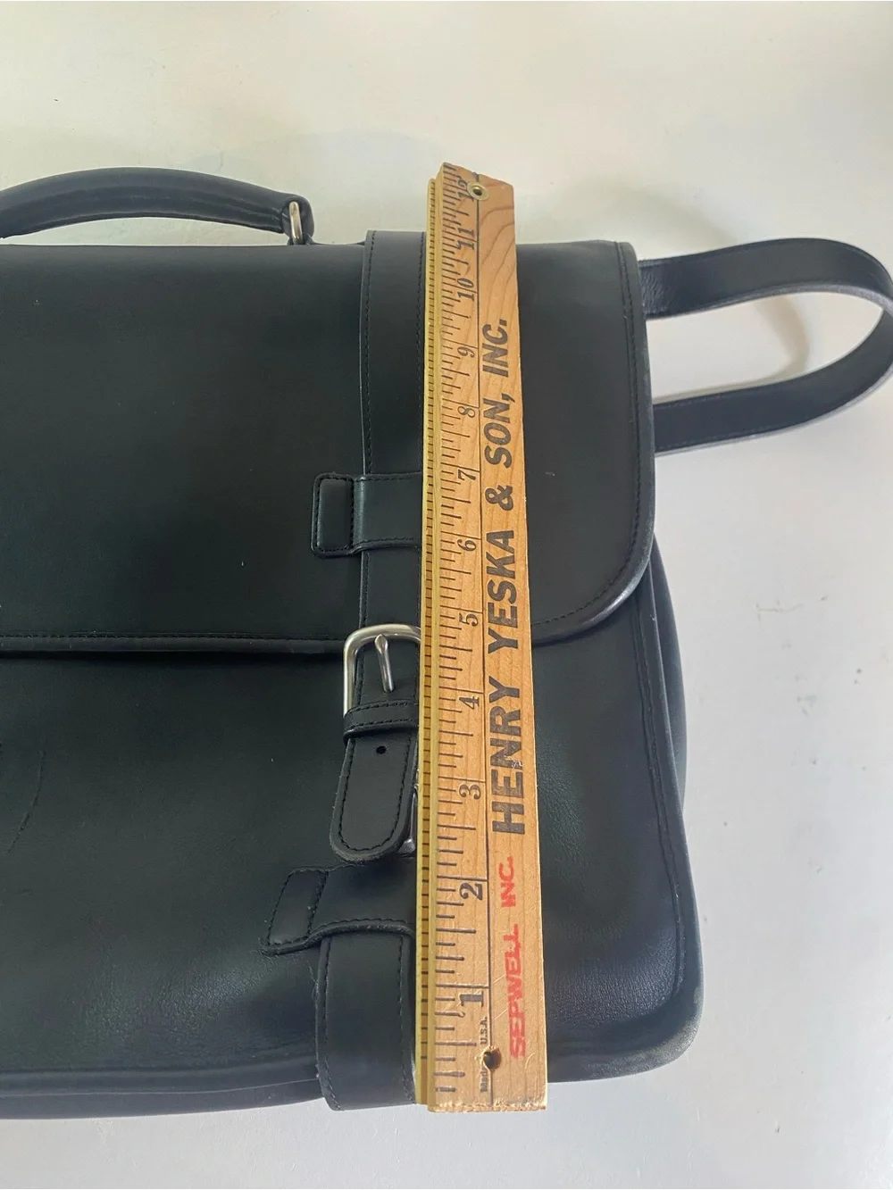 Vintage Coach Black Leather Briefcase Laptop Messenger Bag Adjustable Strap